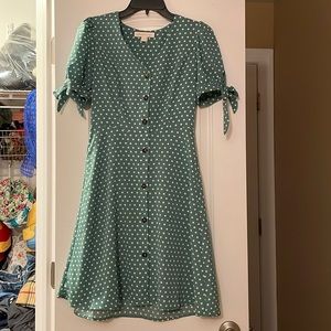 Green dress with white polka dots size medium